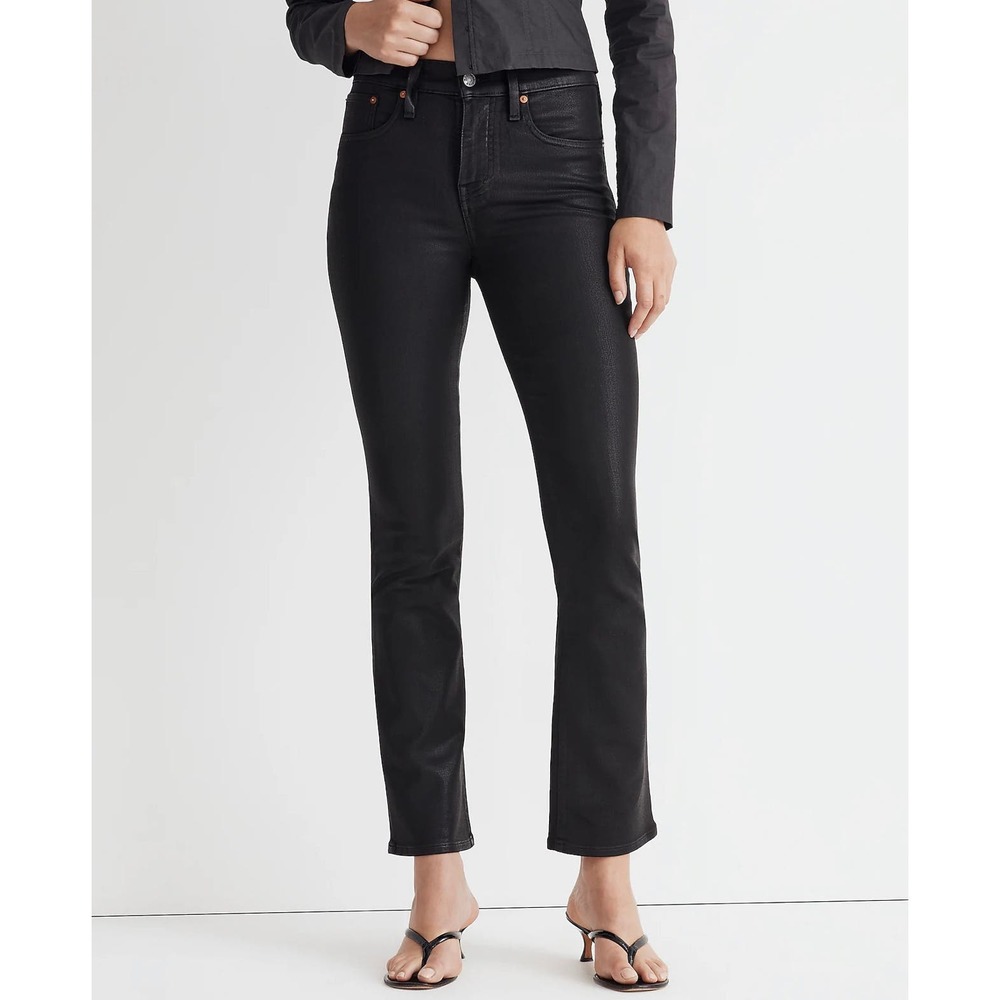 MADEWELL True Black Wash Coated Edition Kick Out Crop Jeans NWT 24W Plus Size